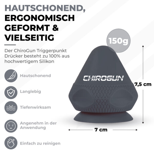 CHIROGUN® Triggerpunkt Drücker mit Saugnapf | Midnight Black – Bild 3